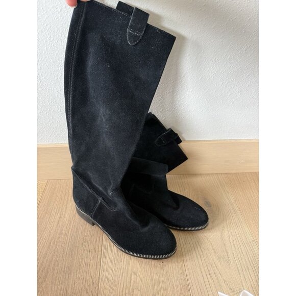 Michael Kors MK Womens Boots black Flat Riding Knee High Size US 6 Suede Pull On - Picture 1 of 5